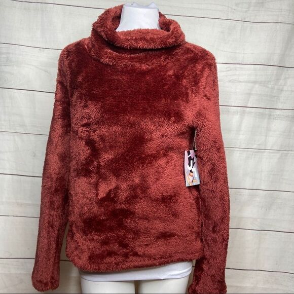 Joy Lab brown brick fuzzy furry mock turtleneck xs - Picture 2 of 9